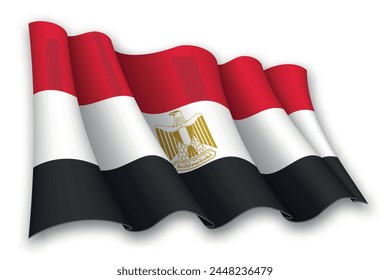 Realistic waving flag of Egypt isolated on white background