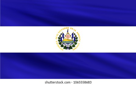 Realistic waving flag of the EL SALVADOR,Fabric textured flowing flag,vector EPS10