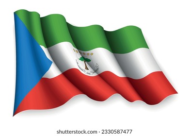 Bandera onduladora realista de Guinea Ecuatorial