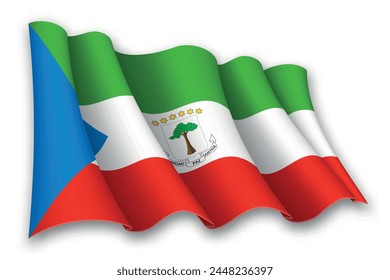 Realistic waving flag of Equatorial Guinea isolated on white background