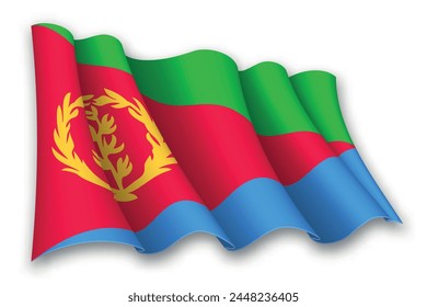 Realistic waving flag of Eritrea isolated on white background