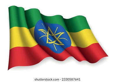 Realistic waving flag of Ethiopia
