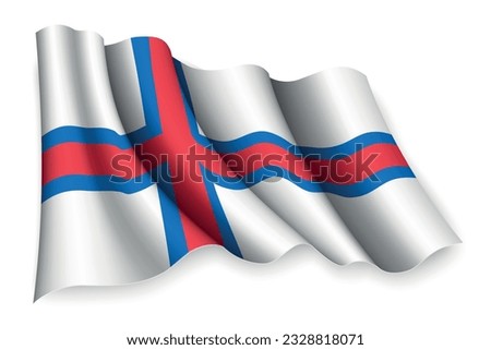 Realistic waving flag of Faroes
