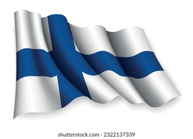Realistic waving flag of Finland