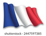 Realistic waving flag of France isolated on white background