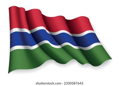 Realistic waving flag of Gambia