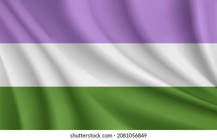 Realistic waving flag of Genderqueer Pride vector background.