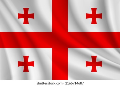 Realistische schwenkende Flagge von Georgien, Vektorhintergrund.