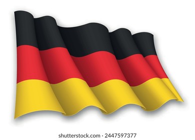 Bandera realista ondeando de Alemania aislada en el fondo blanco