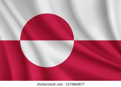 Bandera ondulante realista del fondo vectorial de Groenlandia.