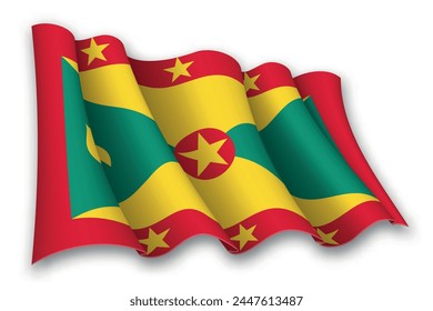 Realistic waving flag of Grenada isolated on white background