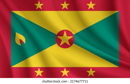 Realistic waving flag of Grenada vector background.