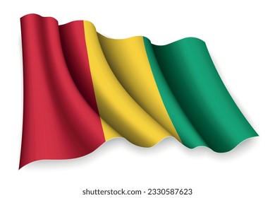 Realistic waving flag of Guinea