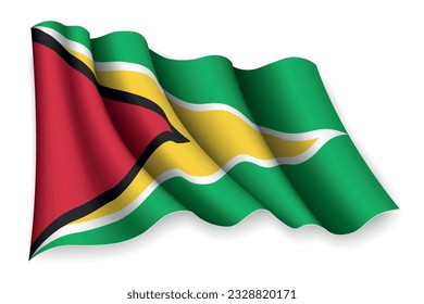Realistic waving flag of Guyana