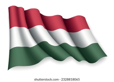 Realistic waving flag of Hungary