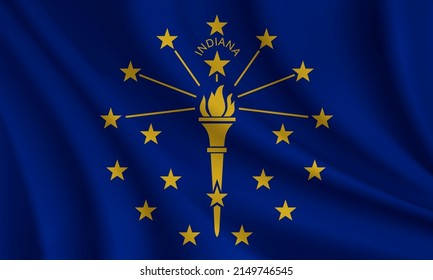 Realistic waving flag of Indiana vector background.