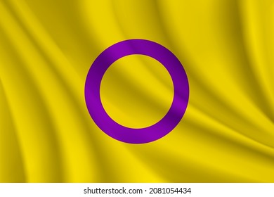 Bandera ondulante realista del fondo vectorial Intersex.