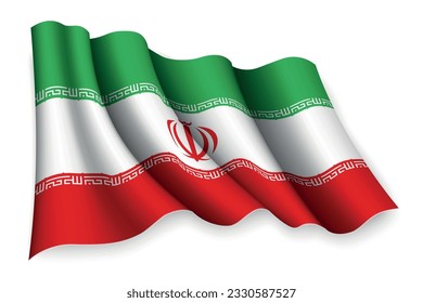 Realistic waving flag of Iran