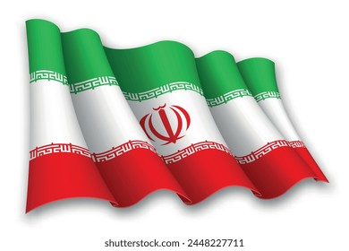 Realistic waving flag of Iran isolated on white background