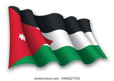 Realistic waving flag of Jordan isolated on white background
