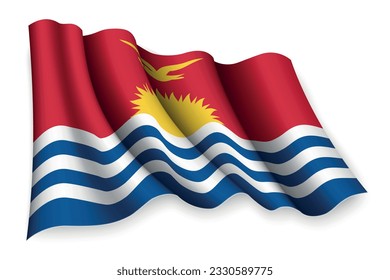 Realistic waving flag of Kiribati