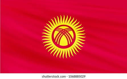 Realistic waving flag of the KYRGYZSTAN,Fabric textured flowing flag,vector EPS10
