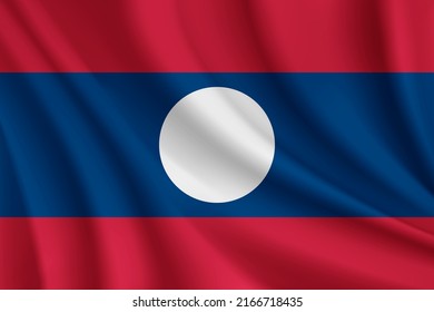 Realistic waving flag of Laos vector background.