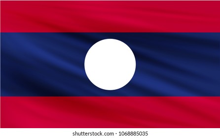 Realistic waving flag of the LAOS,Fabric textured flowing flag,vector EPS10
