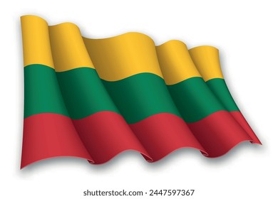 Realistic waving flag of Lithuania isolated on white background