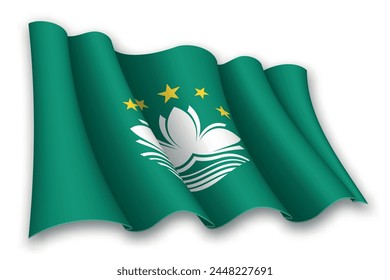 Realistic waving flag of Macao isolated on white background