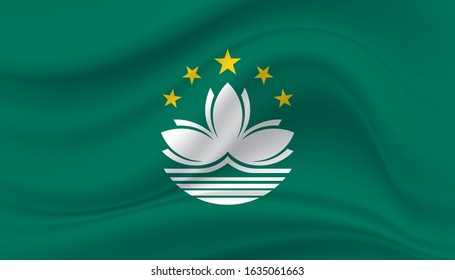 A realistic waving flag of the Macau national flag. Background with Macau flag. EPS 10