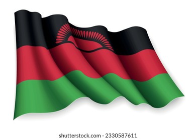 Realistic waving flag of Malawi