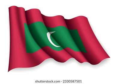 Realistic waving flag of Maldives