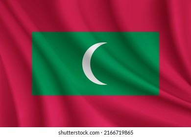 Realistic waving flag of the Maldives vector background.