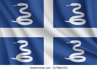 Realistische Wellenfahne auf Martinique, Vektorhintergrund.