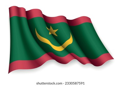 Realistic waving flag of Mauritania