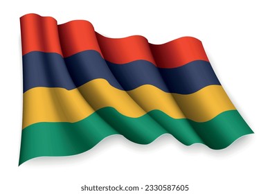 Bandera onduladora realista de Mauricio