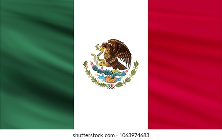 Realistic waving flag of the MEXICO,Fabric textured flowing flag,vector EPS10