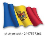 Realistic waving flag of Moldova isolated on white background