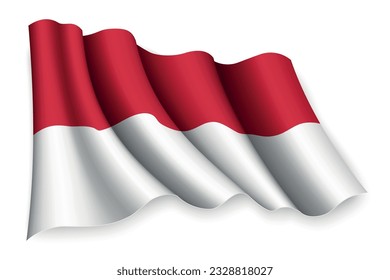 Realistic waving flag of Monaco