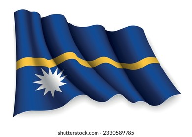 Realistic waving flag of Nauru