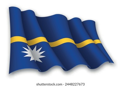 Realistic waving flag of Nauru isolated on white background