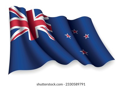 Realistic waving flag of New Zealand