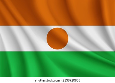 Realistic waving flag of Niger vector background.