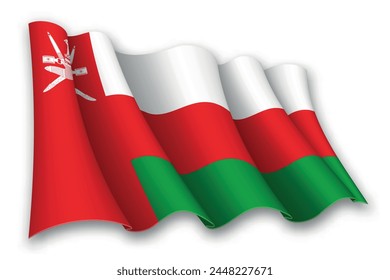 Realistic waving flag of Oman isolated on white background