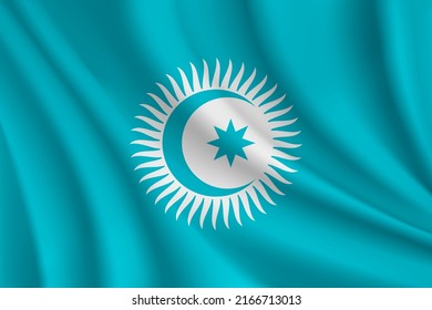 Realistic waving flag of Organization of Turkic States vector background.