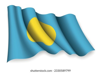 Realistic waving flag of Palau