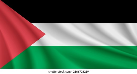Realistic waving flag of Palestine vector background.