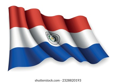 Realistic waving flag of Paraguay
