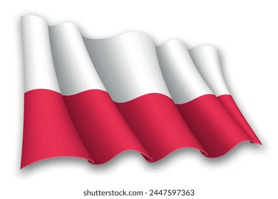 Realistic waving flag of Poland isolated on white background